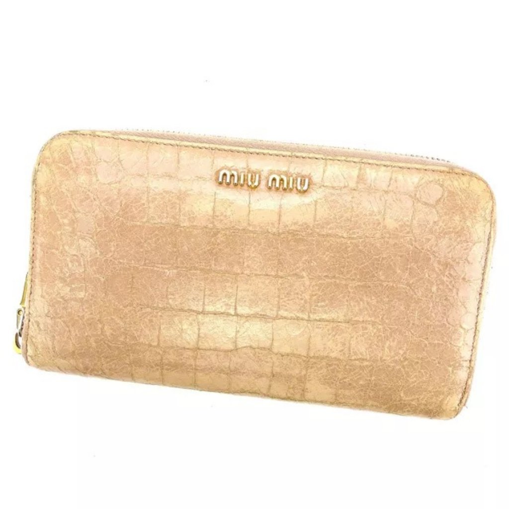 Miumiu Wallet Purse Zipper Wallet Pink Woman Authentic Used